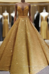 Glitter Tulle Ball Gown Strapless Dress